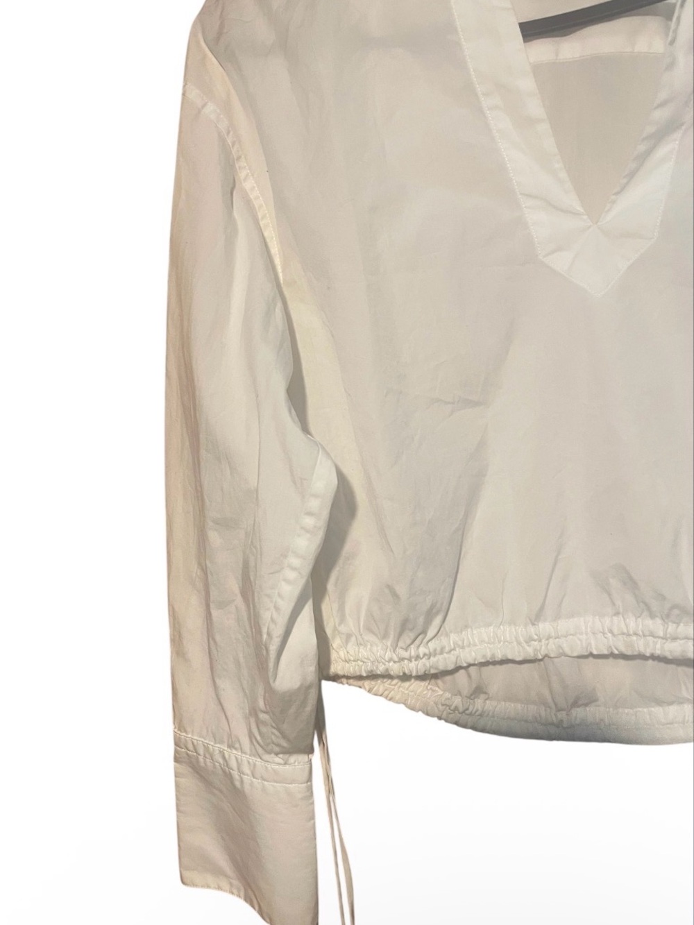 Rag & Bone women white Fiona V-Neck Blouse Drawstring cotton poplin Size XXS - Picture 7 of 8